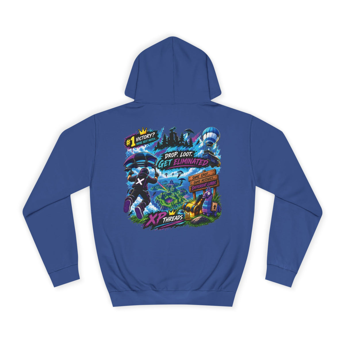Gaming College Hoodie – 'XP Threads' Battle Royale Graphic Pullover