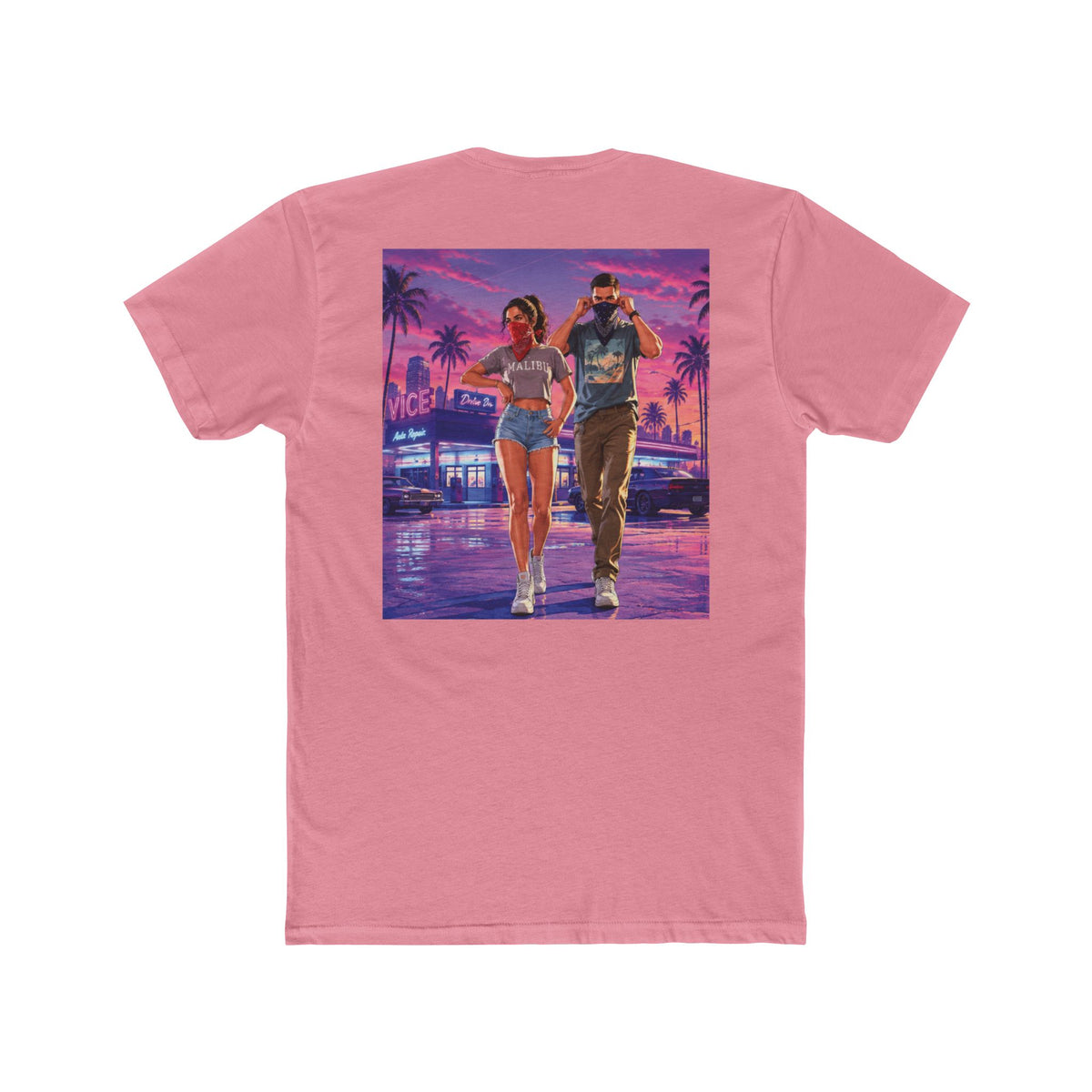 Retro Miami Night Tee — Vaporwave Couple Graphic T-Shirt