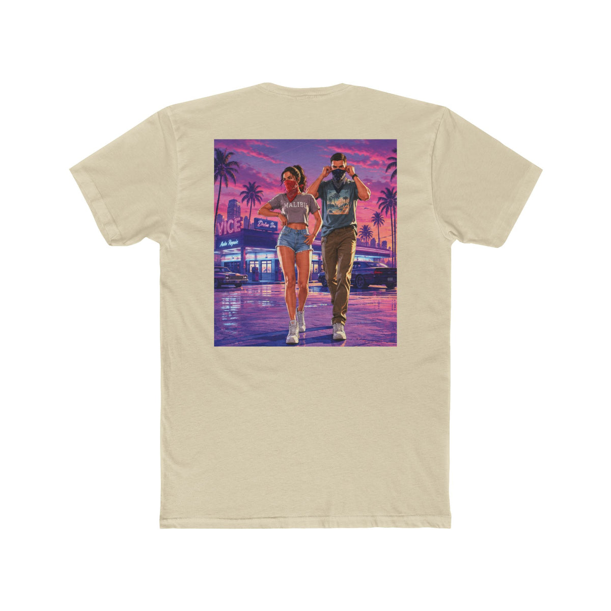 Retro Miami Night Tee — Vaporwave Couple Graphic T-Shirt