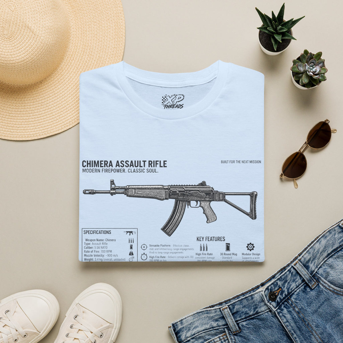 Rifle Blueprint T-Shirt — Chimera Assault Rifle Schematic Tee