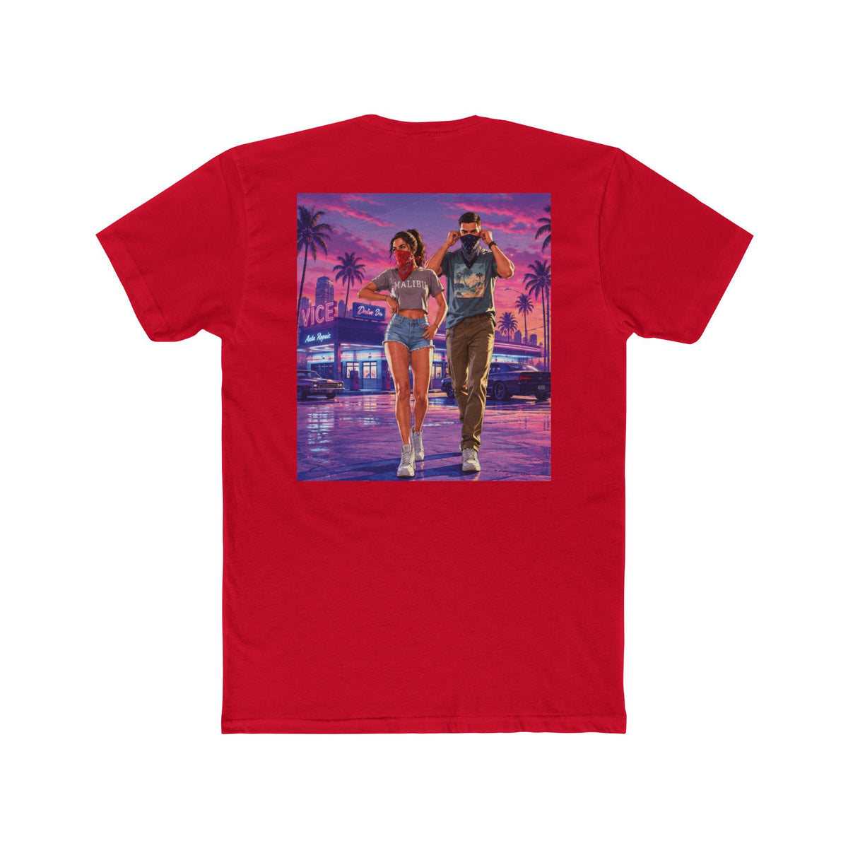 Retro Miami Night Tee — Vaporwave Couple Graphic T-Shirt