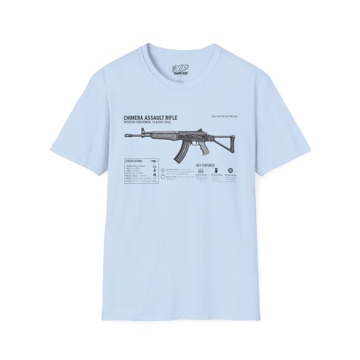 Rifle Blueprint T-Shirt — Chimera Assault Rifle Schematic Tee