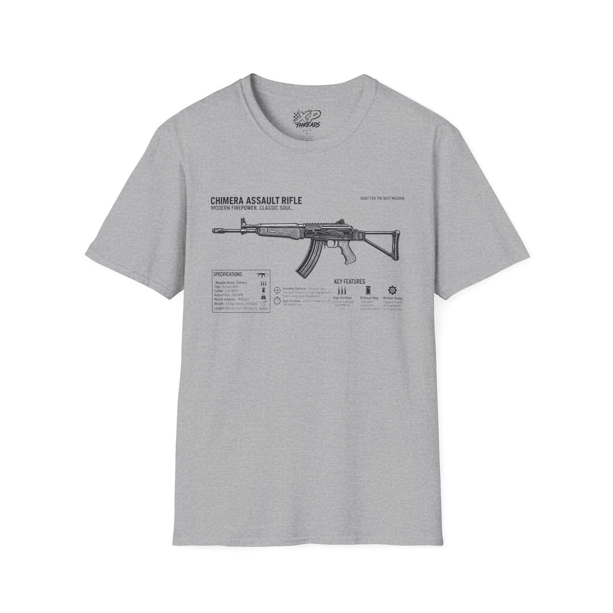 Rifle Blueprint T-Shirt — Chimera Assault Rifle Schematic Tee