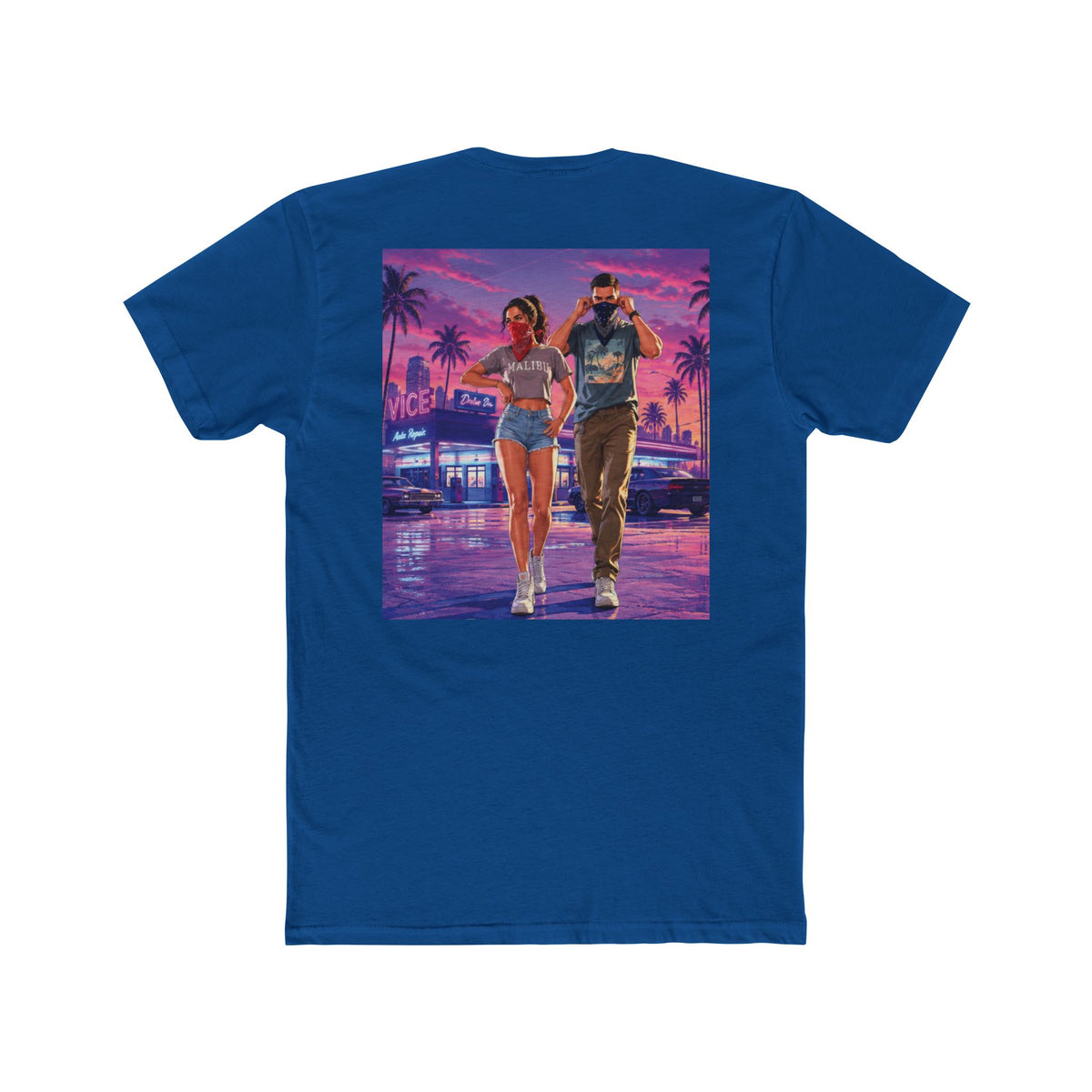 Retro Miami Night Tee — Vaporwave Couple Graphic T-Shirt