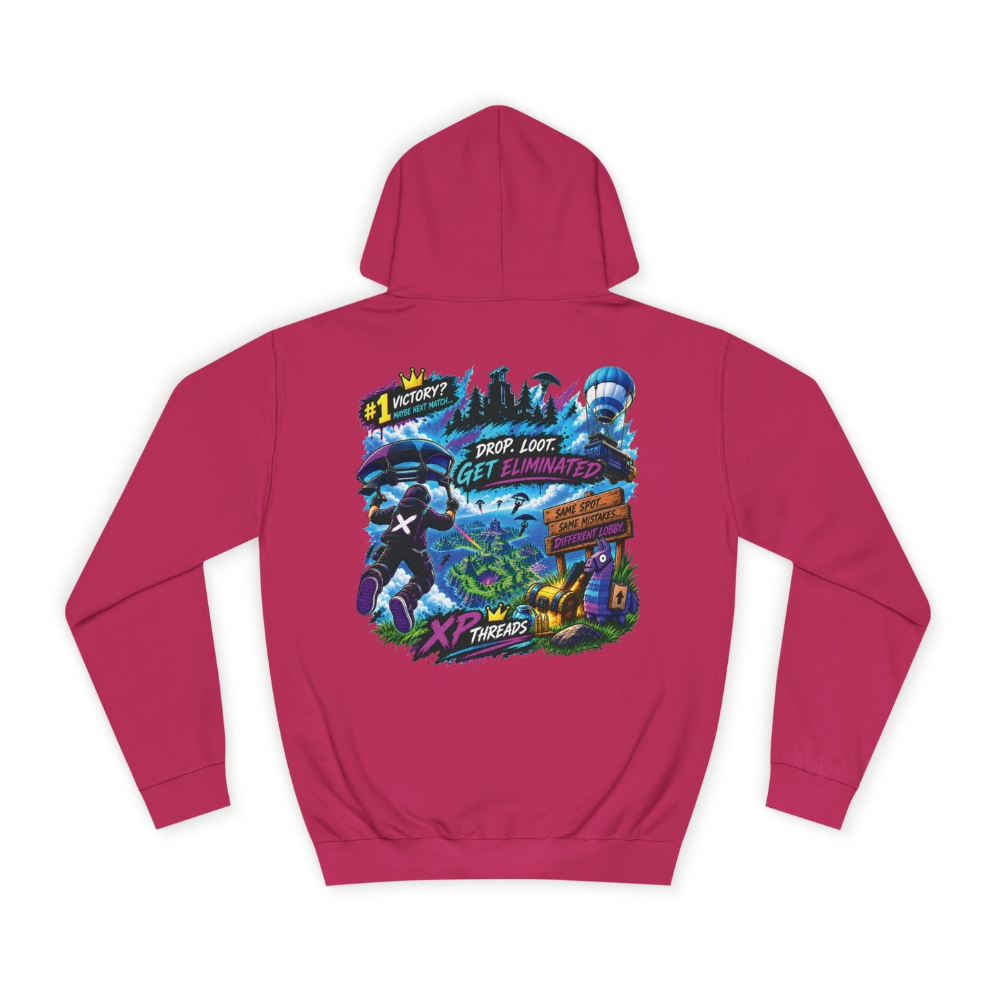 Gaming College Hoodie – 'XP Threads' Battle Royale Graphic Pullover
