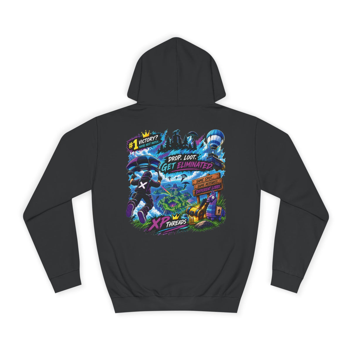 Gaming College Hoodie – 'XP Threads' Battle Royale Graphic Pullover