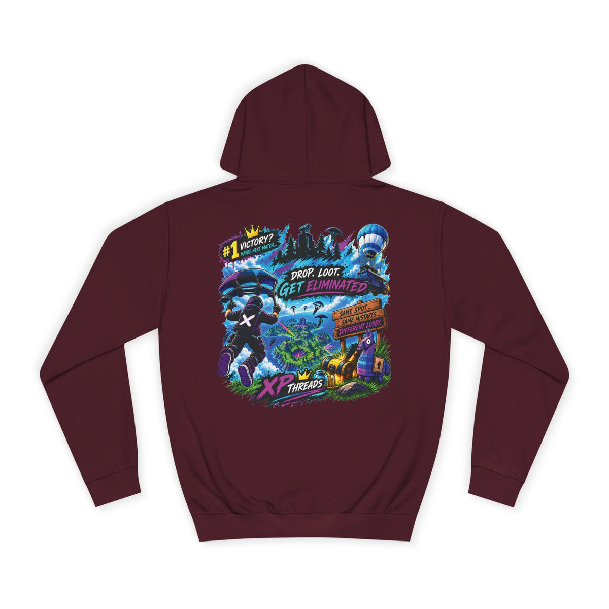 Gaming College Hoodie – 'XP Threads' Battle Royale Graphic Pullover