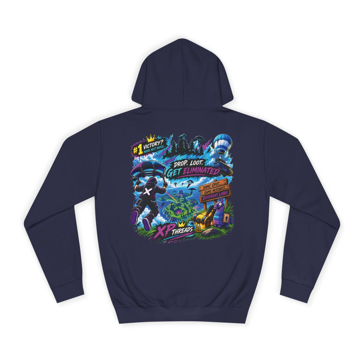 Gaming College Hoodie – 'XP Threads' Battle Royale Graphic Pullover