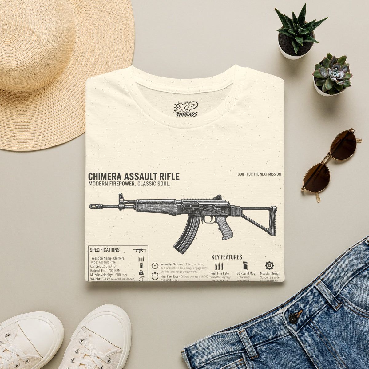 Rifle Blueprint T-Shirt — Chimera Assault Rifle Schematic Tee