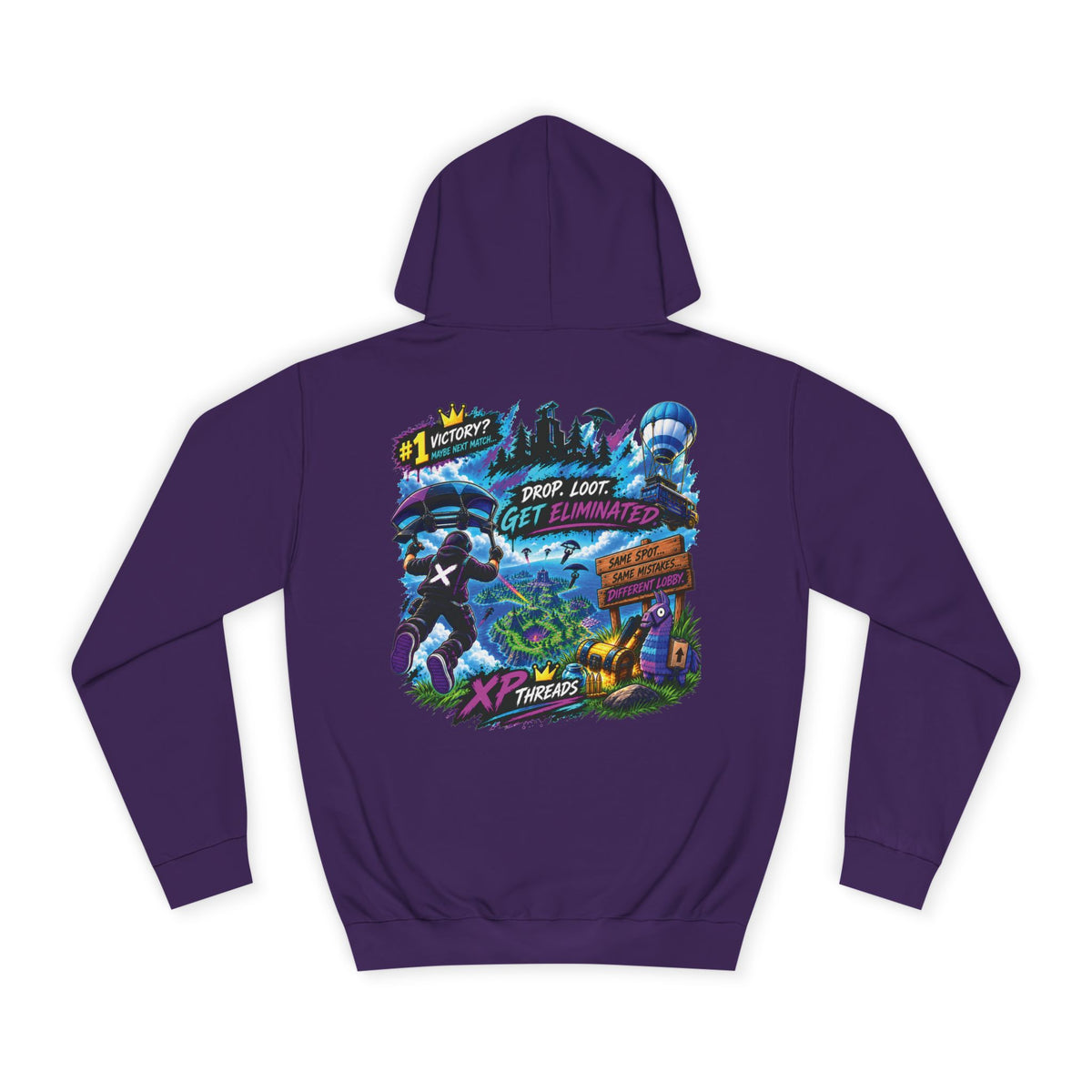 Gaming College Hoodie – 'XP Threads' Battle Royale Graphic Pullover