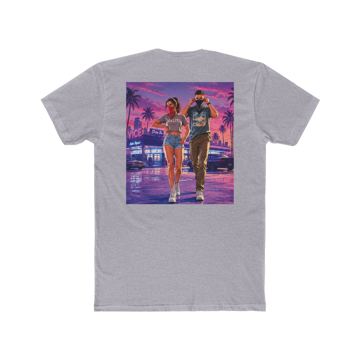 Retro Miami Night Tee — Vaporwave Couple Graphic T-Shirt