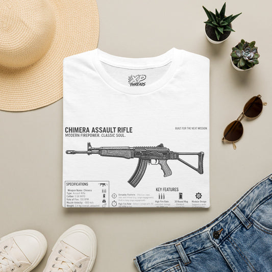 Rifle Blueprint T-Shirt — Chimera Assault Rifle Schematic Tee