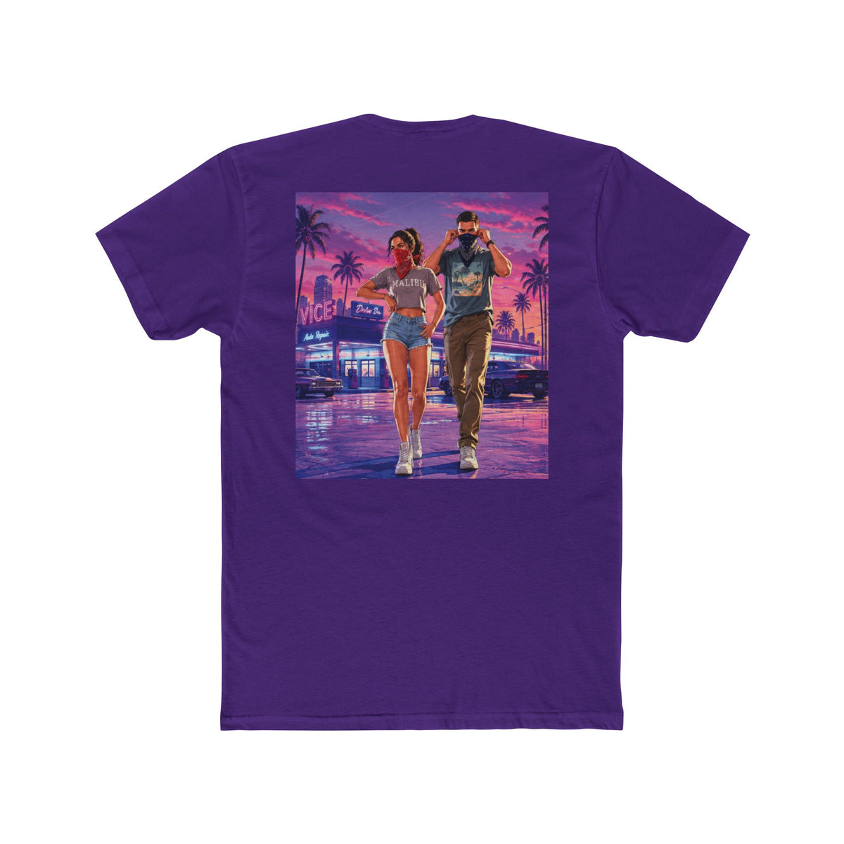 Retro Miami Night Tee — Vaporwave Couple Graphic T-Shirt