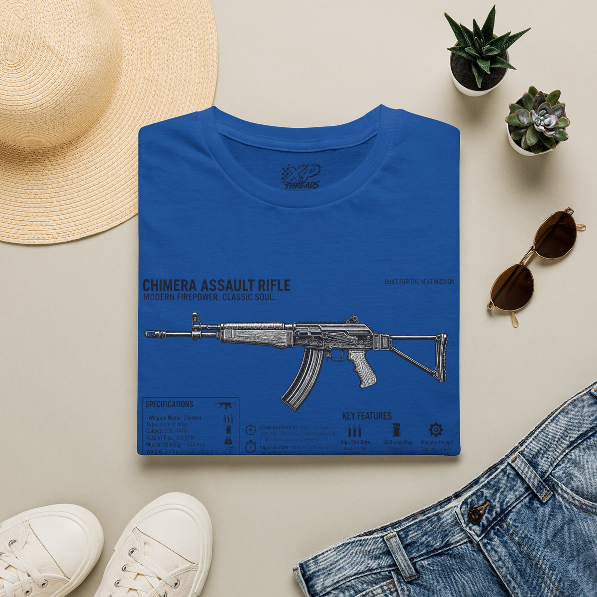 Rifle Blueprint T-Shirt — Chimera Assault Rifle Schematic Tee