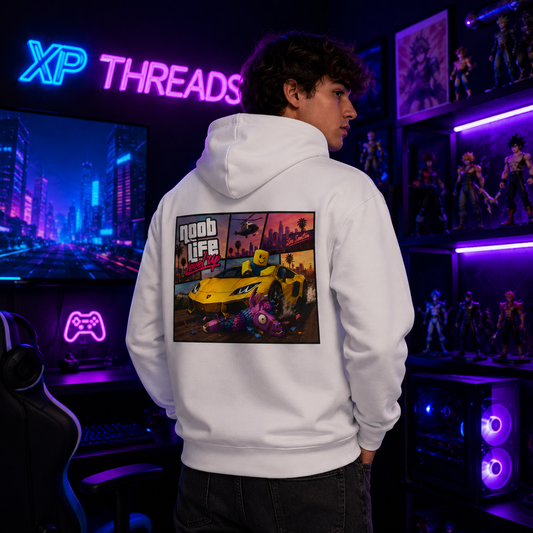 Noob Life Gaming Hoodie – XPThreads logo front