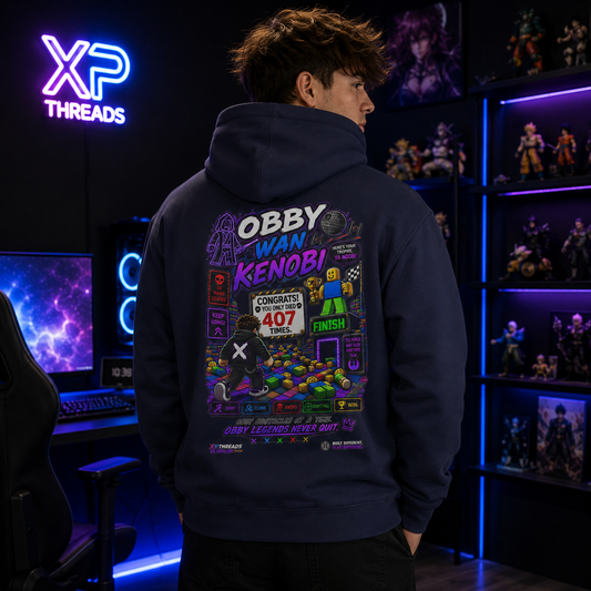 Obby Wan Kenobi Graphic Hoodie — Retro Gamer Streetwear Pullover