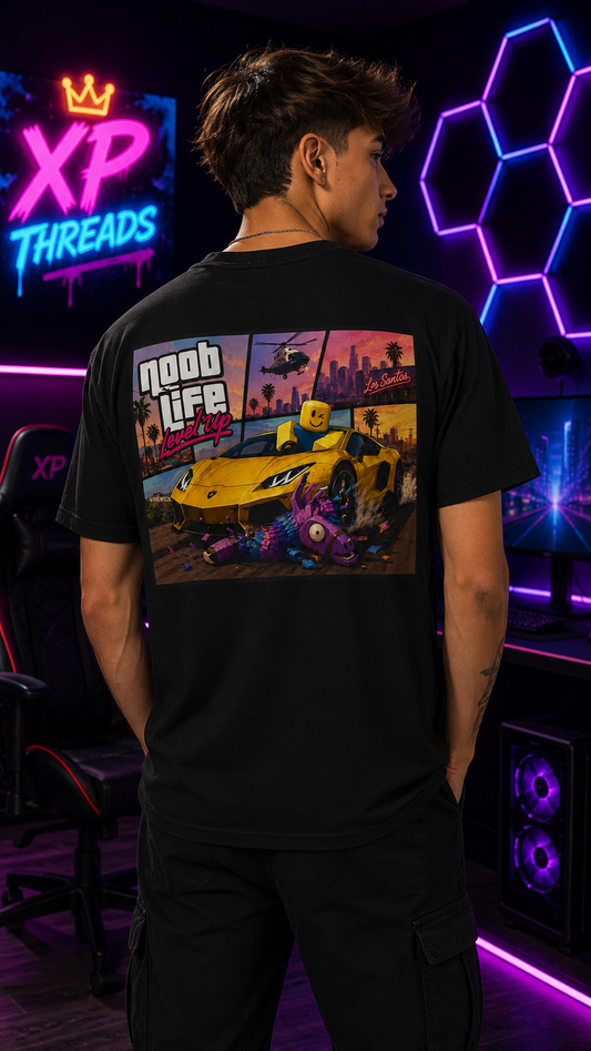 Noob Life Gaming Graphic T-Shirt | XP Threads